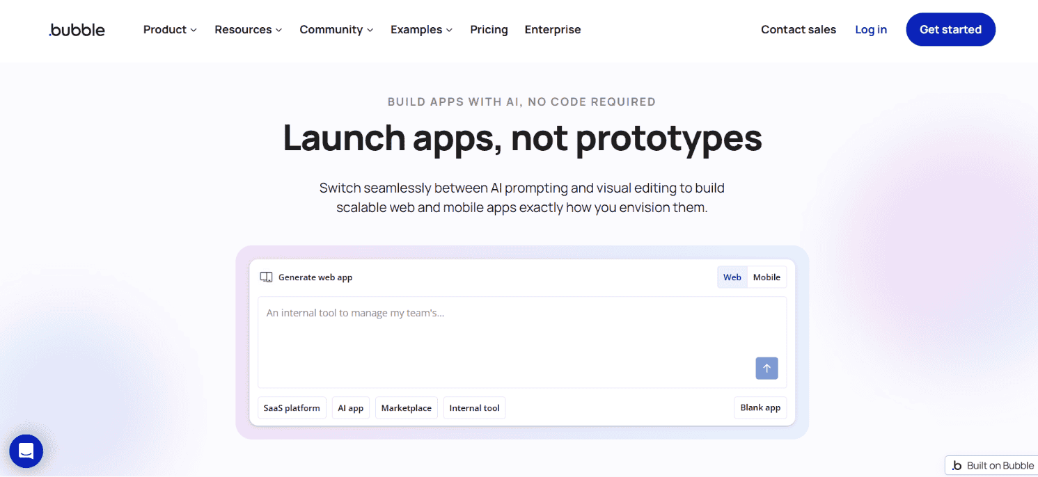 Bubble no-code app builder