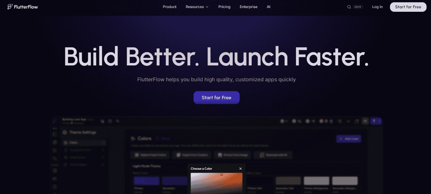 FlutterFlow visual app builder